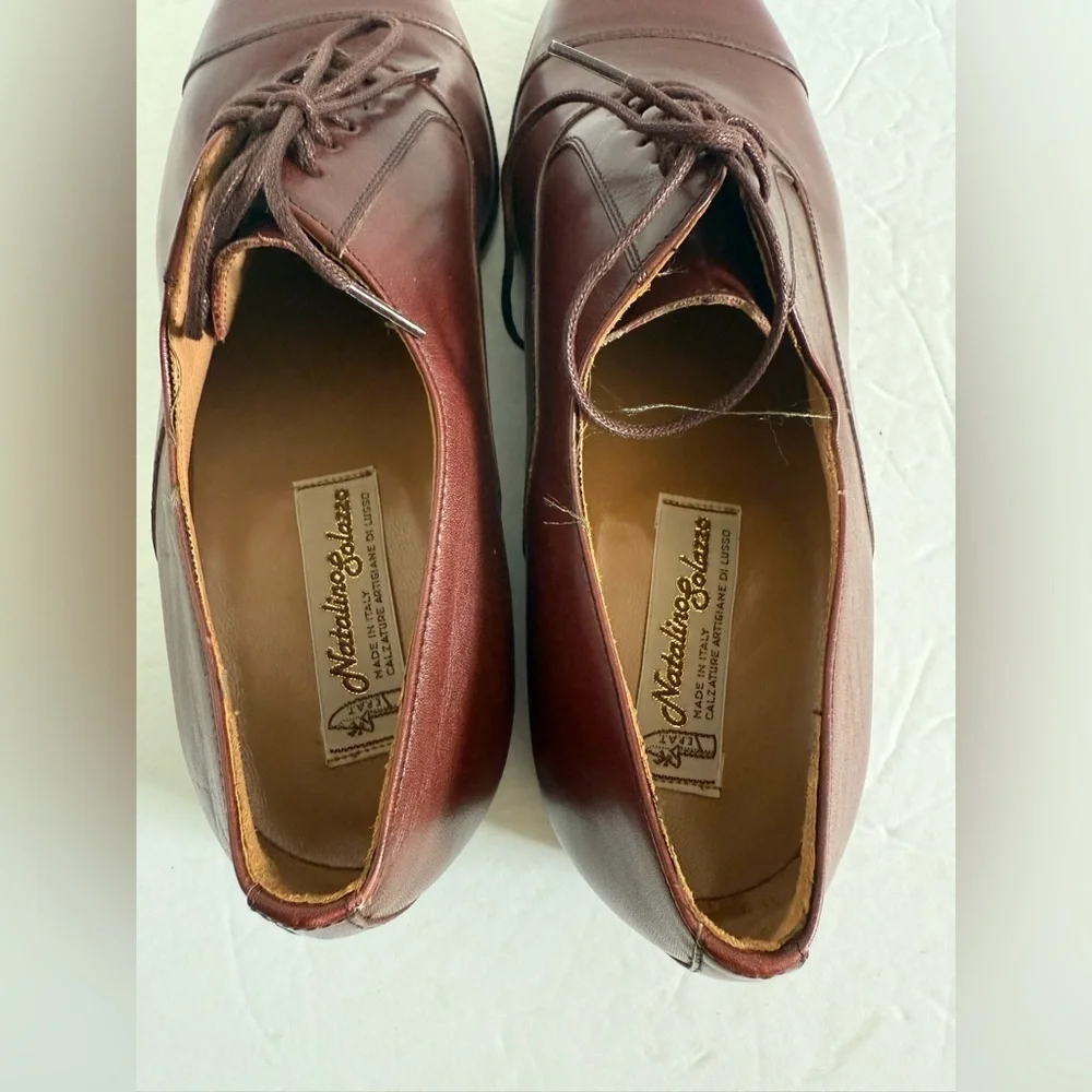 Natalino Salazzo Brown Oxfords Leather Brown Men's Formal Dress Shoes Size 40